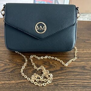 Marilyn Monroe Elegant Black faux Saffiano Leather Crossbody Bag or Clutch